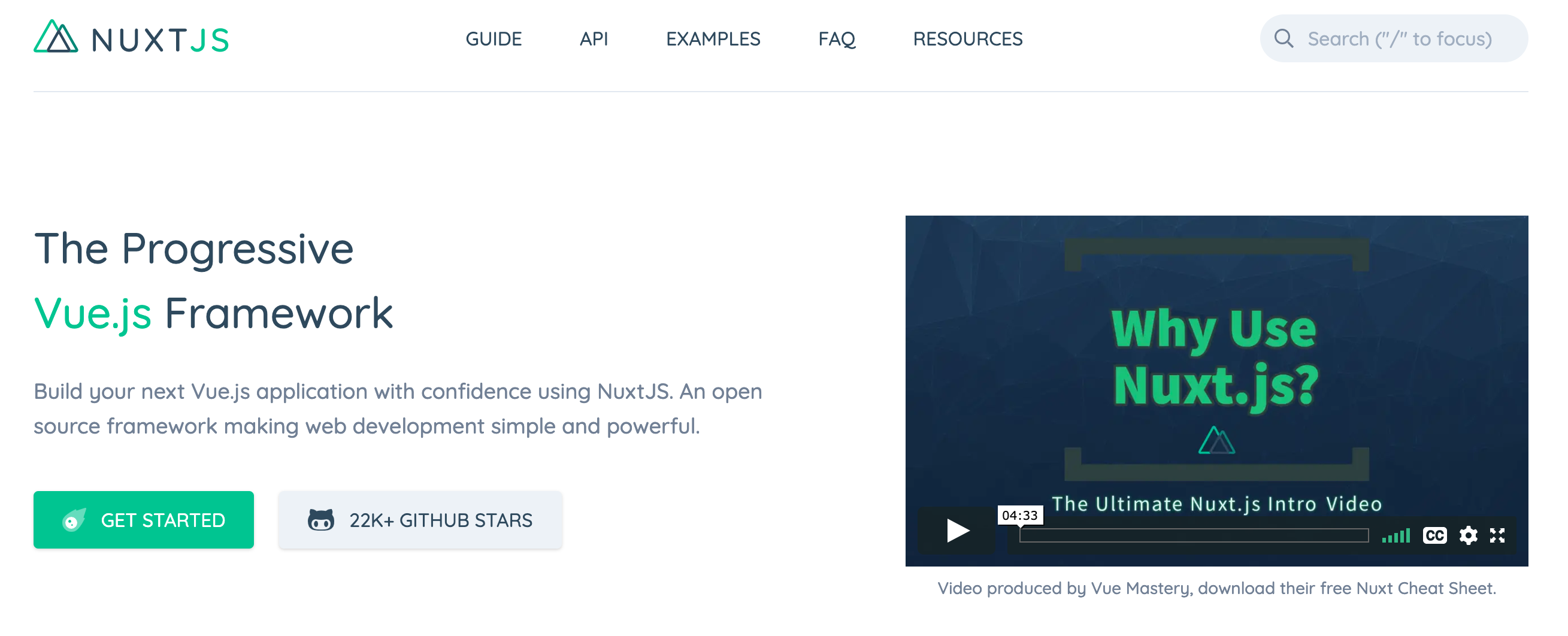 Image of home screen of Nuxt.js site