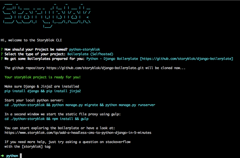 Bootstrap your python project with storyblok