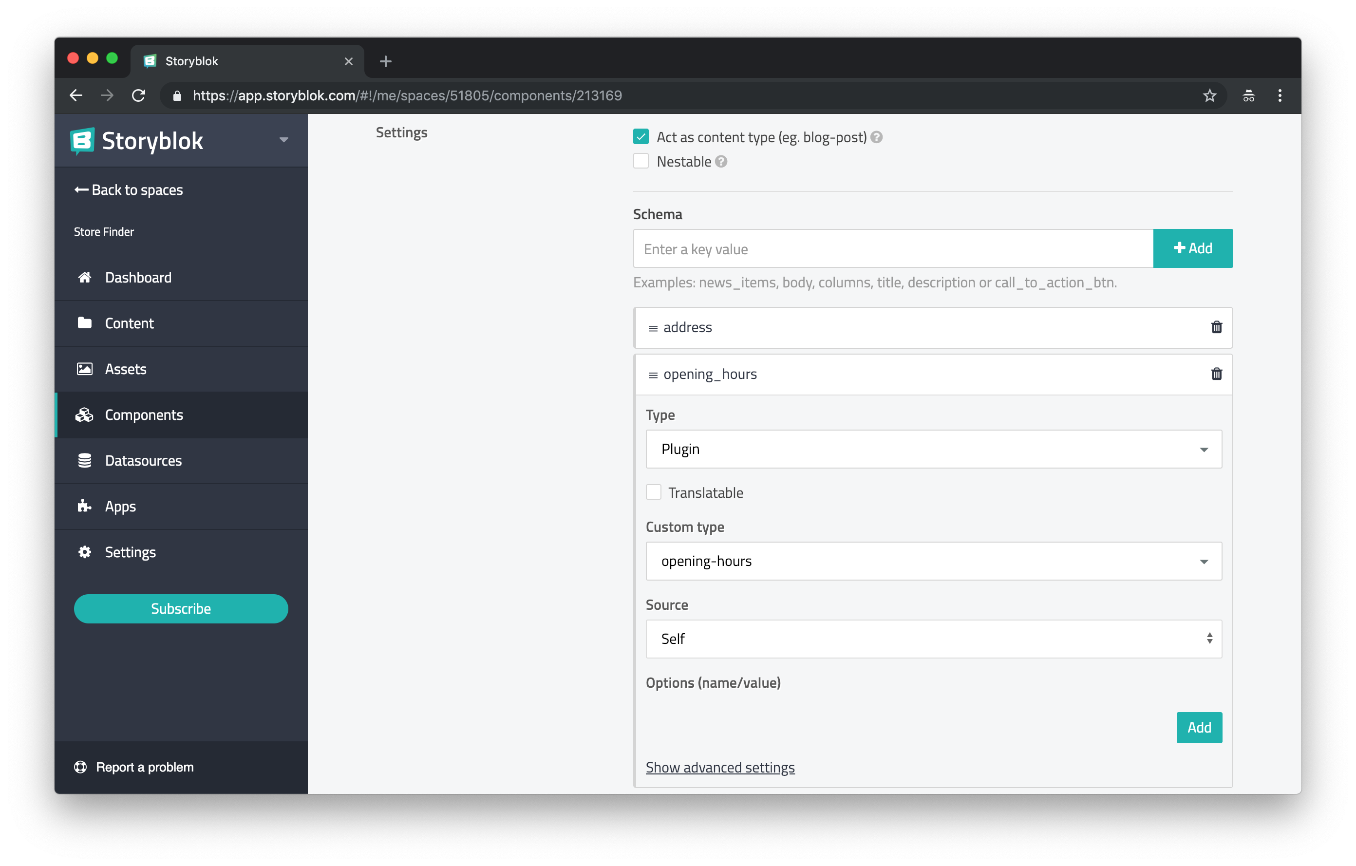 Adding an opening hours field.