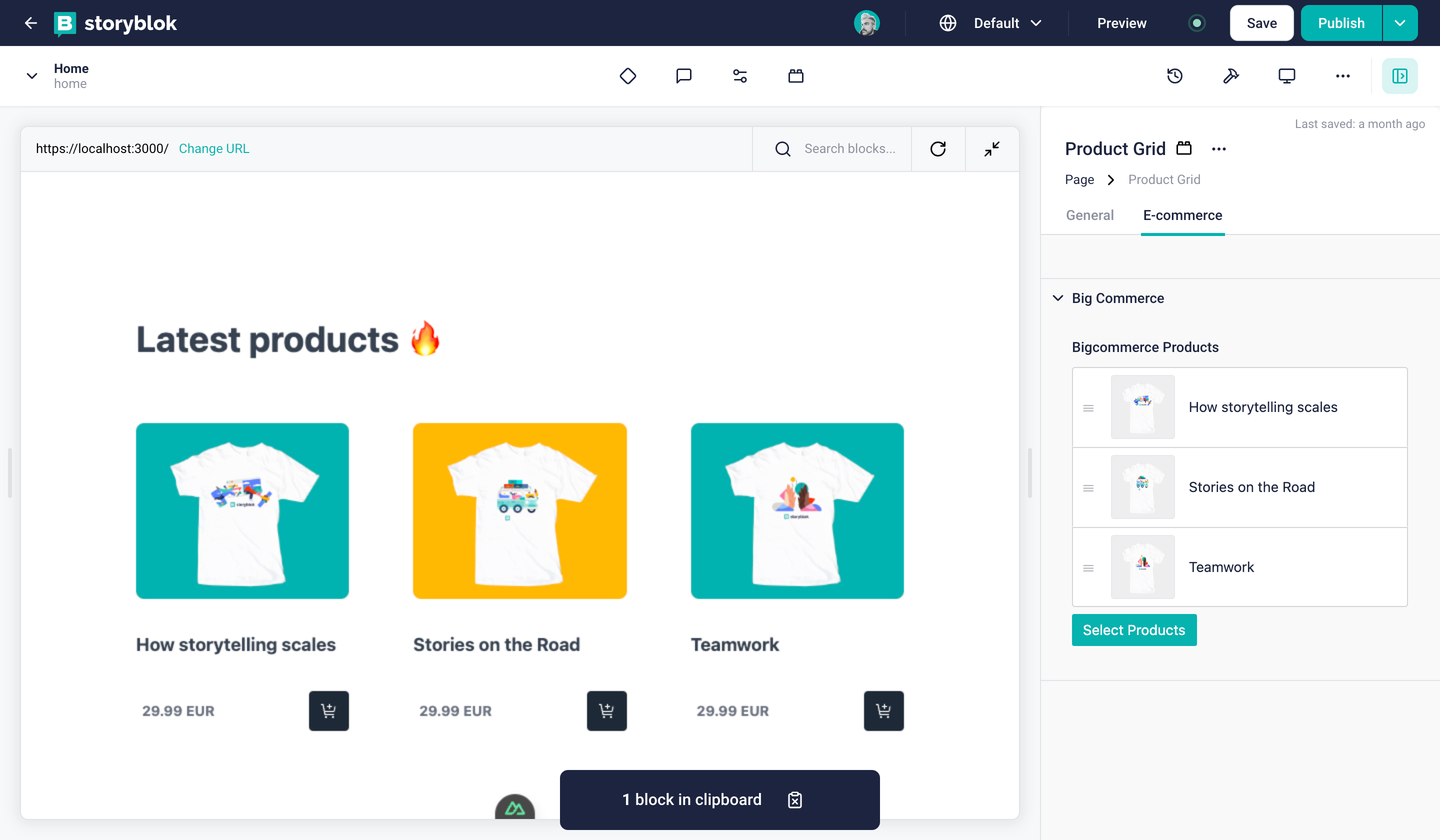 product-grid Storyblok Bigcommerce integration