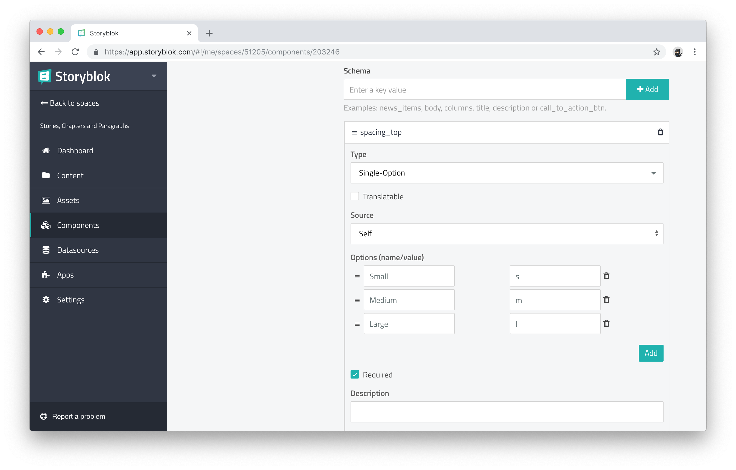 spacing_top field configuration